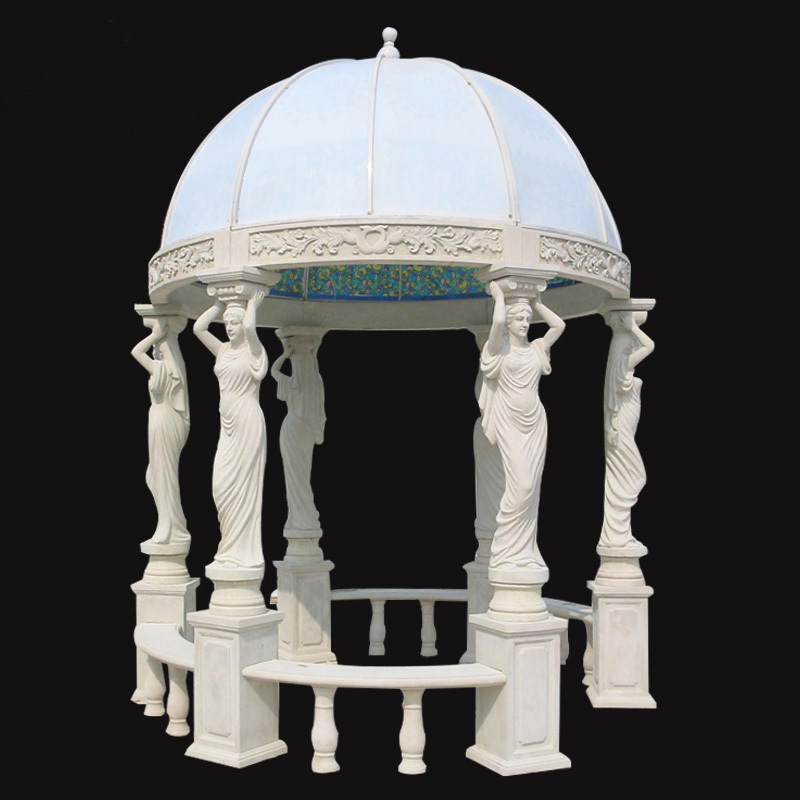 European Style Pavilion Carving Stone Gazebo Customized Outdoor Gazebo Marble Stone Gazebos