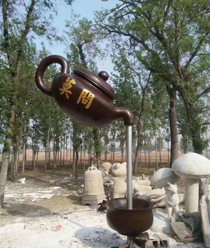 Chinese Modern Style Garden Outdoor Decorative Bronze Teapot Water Fountain Kettle Sculpture