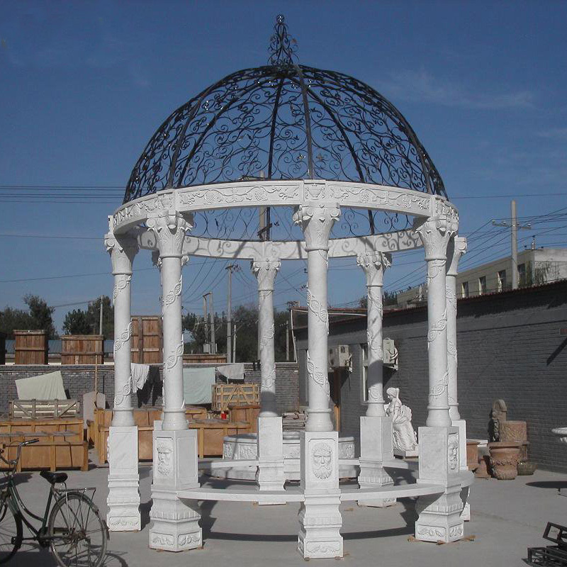 European Style Pavilion Carving Stone Gazebo Customized Outdoor Gazebo Marble Stone Gazebos