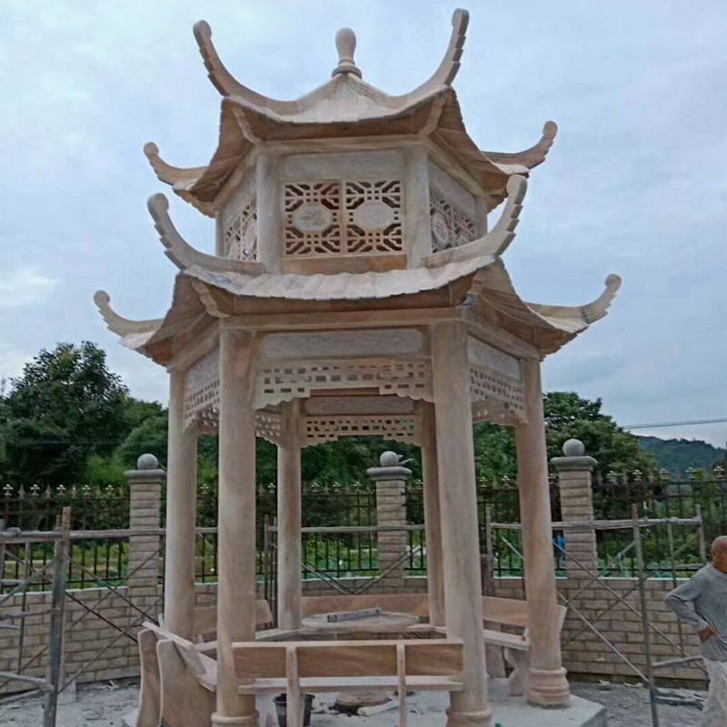 European Style Pavilion Carving Stone Gazebo Customized Outdoor Gazebo Marble Stone Gazebos