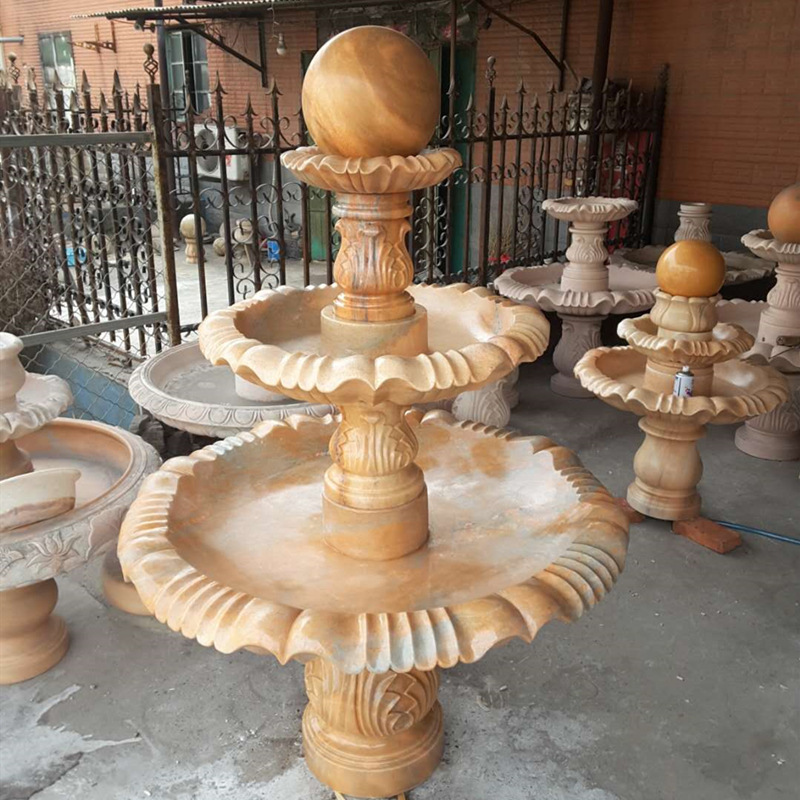 Large Modern Outdoor White Stone Marble Garden Water Fountain for Sale