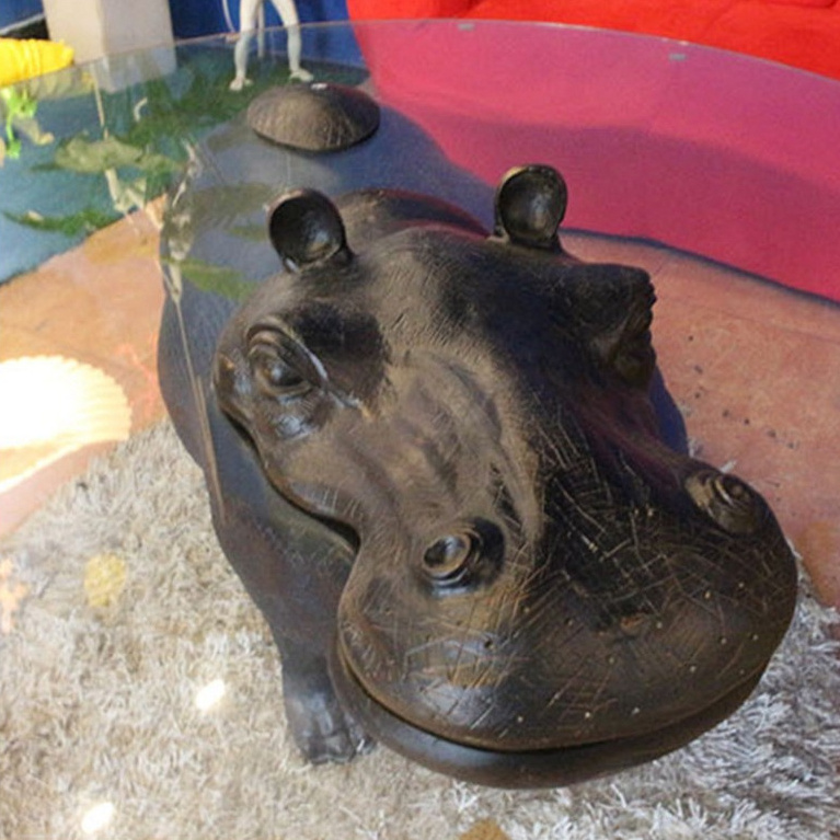 Modern Indoor Home Decoration Fiberglass Hippo Coffee Table Hippopotamus Resin Table Statue