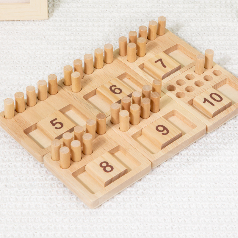 Math Montessori numbers Counting boards addition subtraction Wooden Math Board Ten Frames Counting Pegs Kindergarten Math Toys