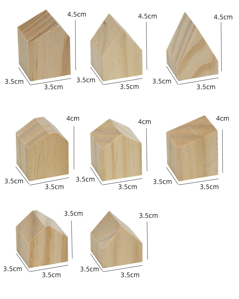 Wooden Unfinished Houses Blocks Decorative House Wooden Village Kids New Home Decor Wooden Craft Supply