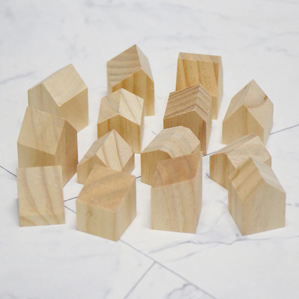 Wooden Unfinished Houses Blocks Decorative House Wooden Village Kids New Home Decor Wooden Craft Supply