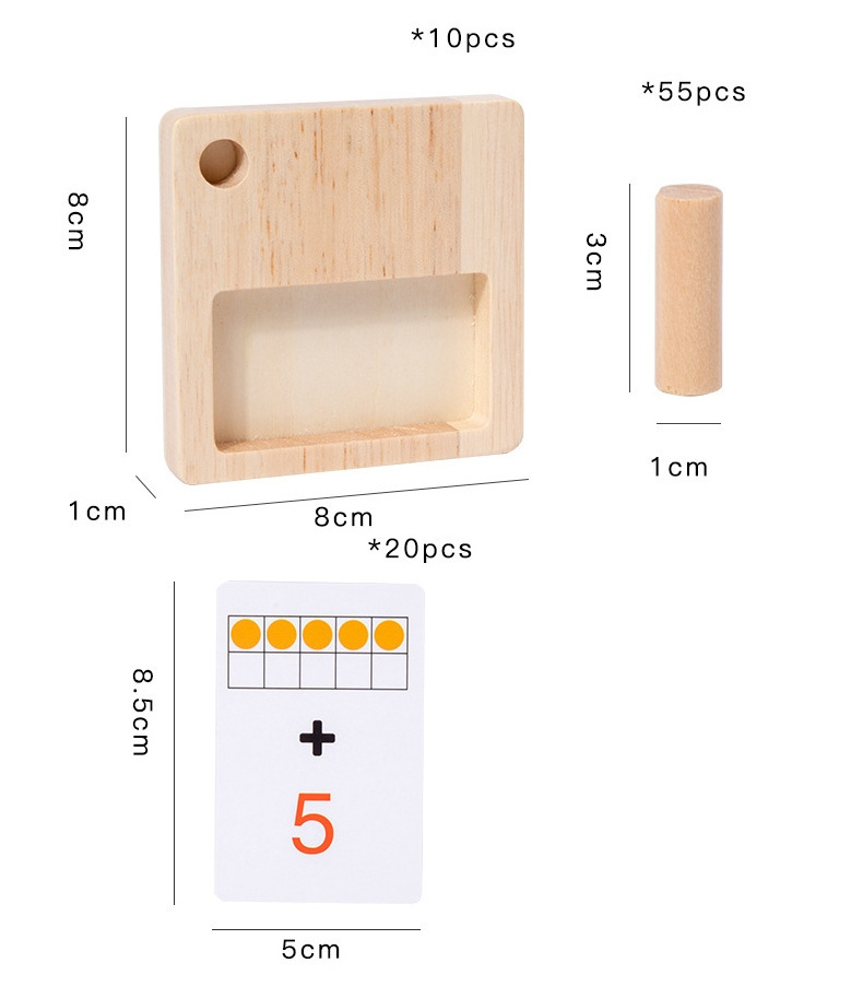 Math Montessori numbers Counting boards addition subtraction Wooden Math Board Ten Frames Counting Pegs Kindergarten Math Toys