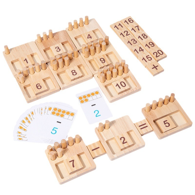 Math Montessori numbers Counting boards addition subtraction Wooden Math Board Ten Frames Counting Pegs Kindergarten Math Toys