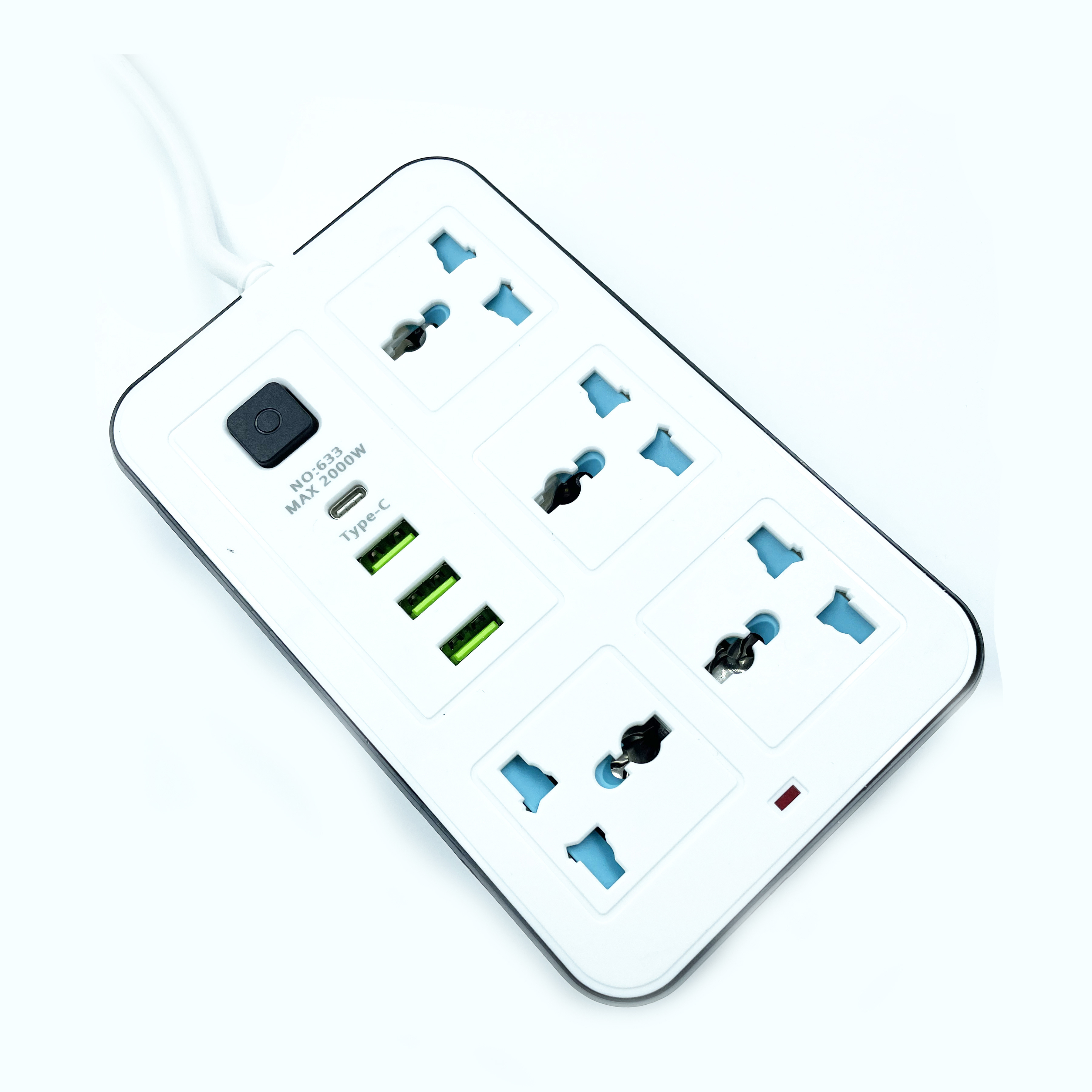 3way 4way white side USB 2M converter socket with switch. Box packing. Meters can be customized