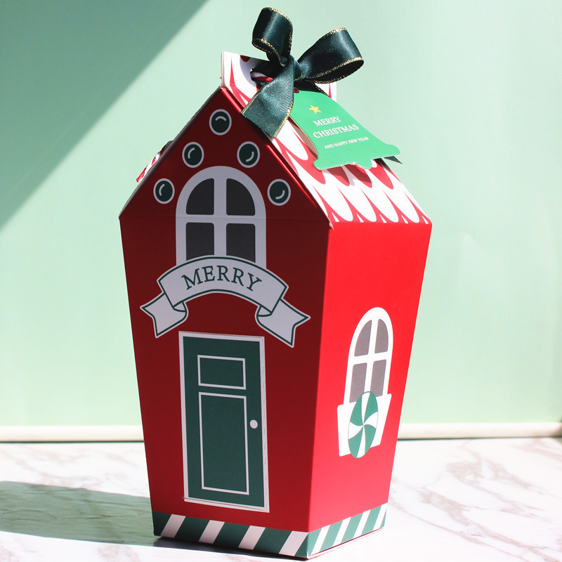 New Christmas House Shape Candy Boxes Christmas Gift Box Cookie Packaging box