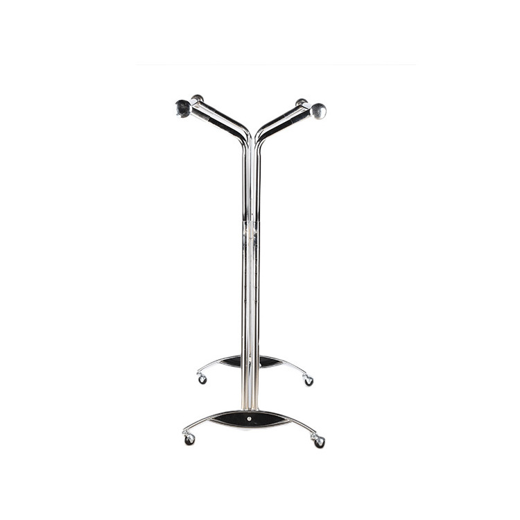 Floor Standing Chrome Plating Adjustable Movabale Double-Sided Bar Clothing Display Clothing Rack