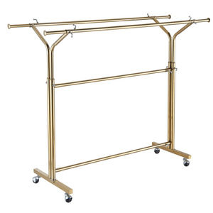 Floor Standing Double pipe Adjustable Removable Double-sided Rail Clothing Display Rack Parallel Bars