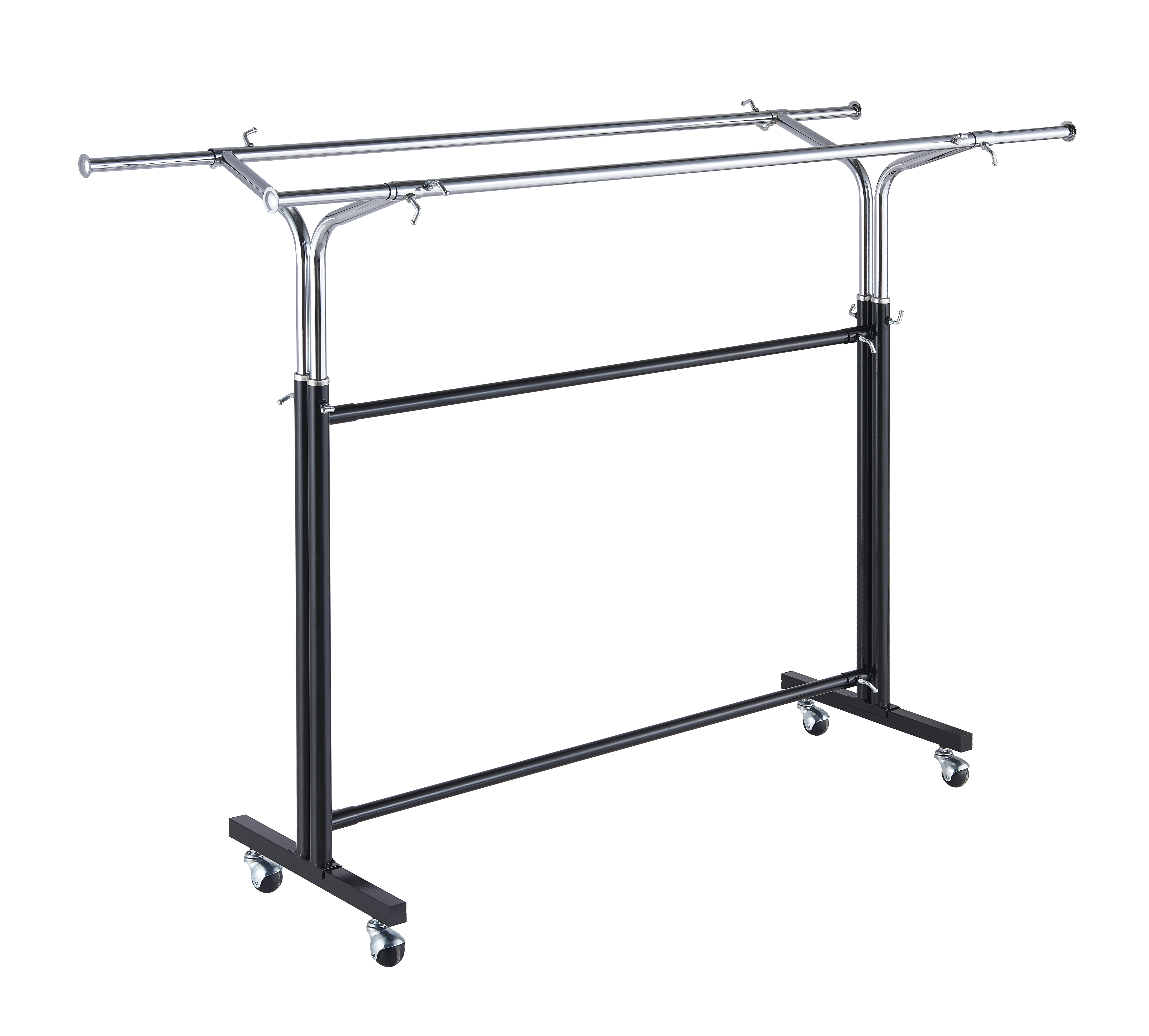 Floor Standing Double pipe Adjustable Removable Double-sided Rail Clothing Display Rack Parallel Bars