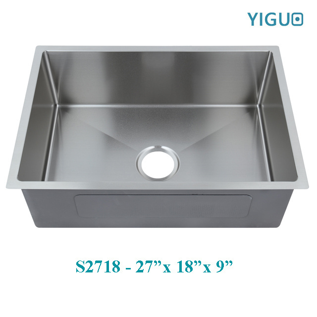 Commercial SUS304 stainless steel under mount installation single bowl rectangular shape handmade kitchen sink S3218