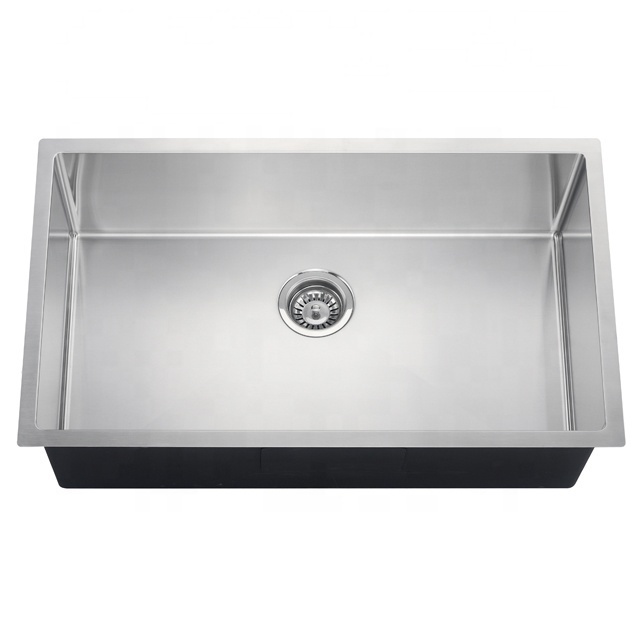 Commercial SUS304 stainless steel under mount installation single bowl rectangular shape handmade kitchen sink S3218