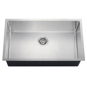 Commercial SUS304 stainless steel under mount installation single bowl rectangular shape handmade kitchen sink S3218