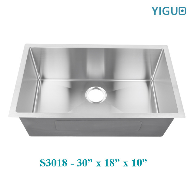 Commercial SUS304 stainless steel under mount installation single bowl rectangular shape handmade kitchen sink S3218