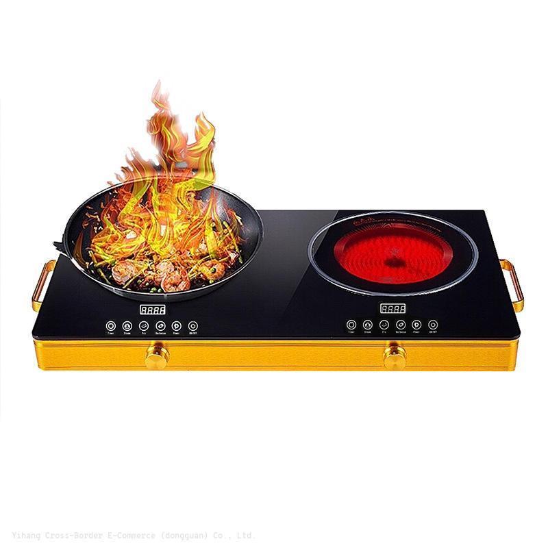 Hot Sale Kitchen Ceramic Stove 3500W Grill 2 Burner Cooking Electric Ceramic Stove Infrared Double Induction Cookers