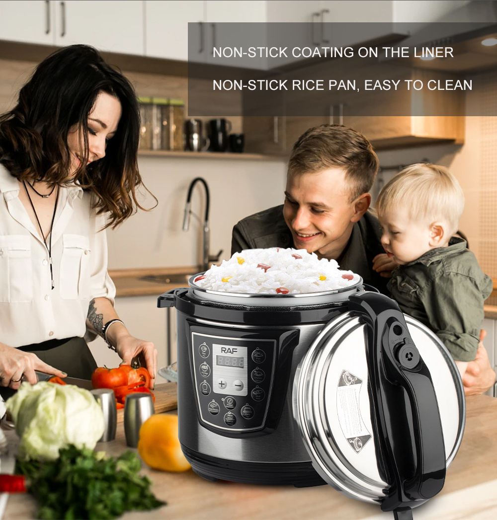 Premium Brand RAF Kitchen Cooking 6L Large Capacity Stainless Electrical Pressure Rice Cooker