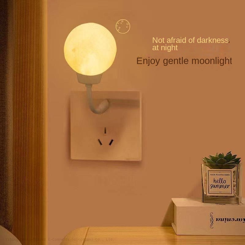 Intelligent voice control Moon night light can be timed usb plug bedroom bedside lamp baby feeding night light