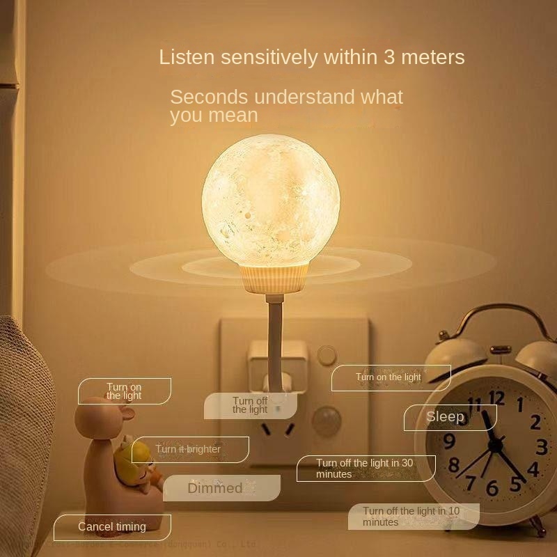 Intelligent voice control Moon night light can be timed usb plug bedroom bedside lamp baby feeding night light