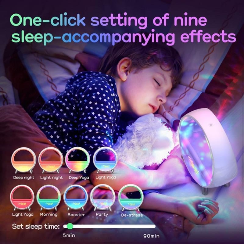 New Product Promotion Smart Alarm Clock Colorful LED Wake Up Light Desktop Wireless Speaker Voice APP Control Alarm Clock