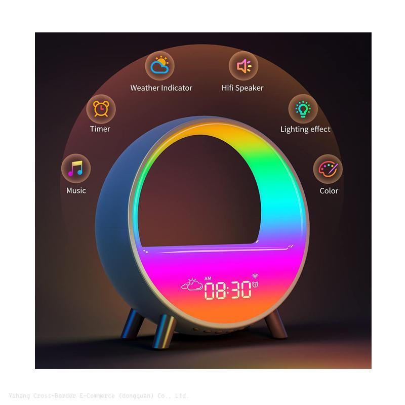 New Product Promotion LED Analog Sunset Wake Up Light Smart Light with Alarm Clock and  speaker