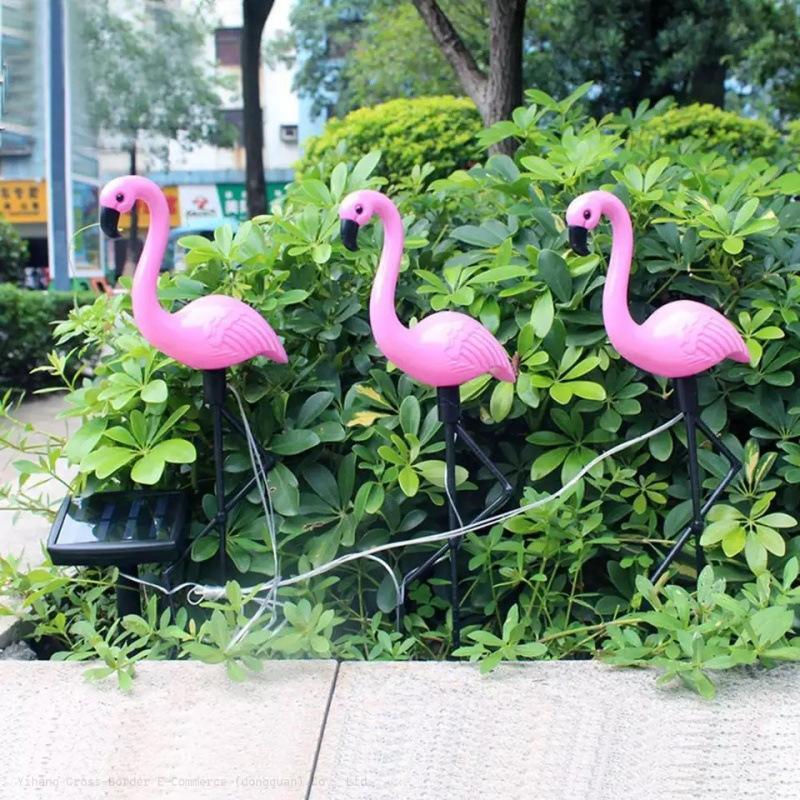 Factory clearance sales Cross-border outdoor Solar Flamingos - Drag three Ping lights Landscape lights decorate outdoor Villa ga