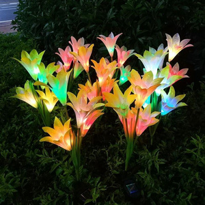 Factory clearance sales Solar simulation lily lamp outdoor garden LED lighting atmosphere garden lawn lights