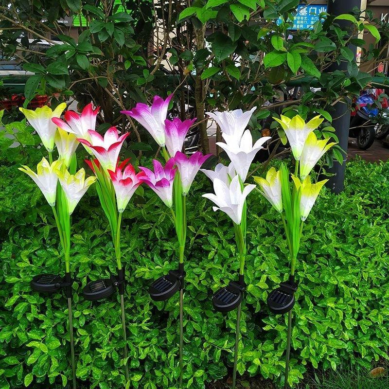 Factory clearance sales Solar simulation lily lamp outdoor garden LED lighting atmosphere garden lawn lights