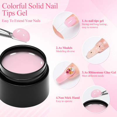 2024  High Quality Strong Sticky Solid Uv Nail Tips Glue Soft Gel  Nails Extension Tips Gel Solid Nail Tip Glue Gel