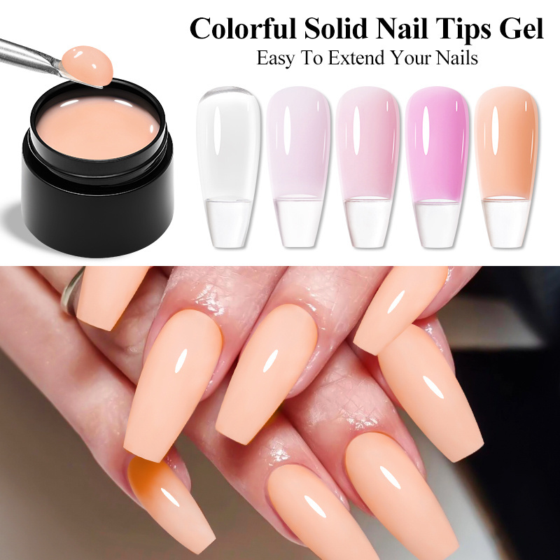 2024  High Quality Strong Sticky Solid Uv Nail Tips Glue Soft Gel  Nails Extension Tips Gel Solid Nail Tip Glue Gel