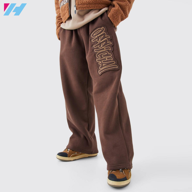 streetwear graphic jogger baggy thick waistband heavyweight straight wide leg sweatpants