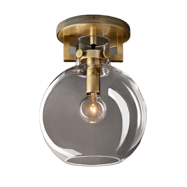 American Flushmount Collection Luxury Brass Base Glass Lampshade Ceiling For Hotel Corridor Kitchen Ceiling Lights