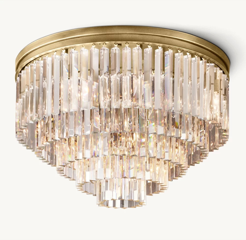 American Luxury Copper Modern Ceiling Lamp Round Living Room Led Light Bedroom Personality Art Crystal Ceiling Light