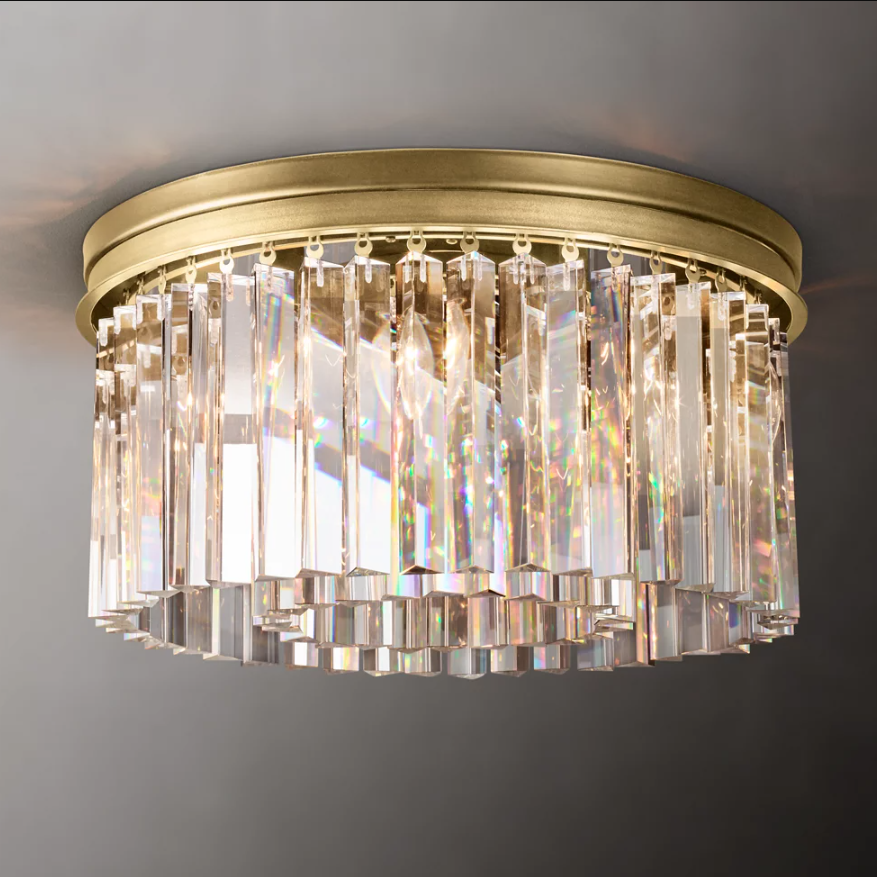 American Luxury Copper Modern Ceiling Lamp Round Living Room Led Light Bedroom Personality Art Crystal Ceiling Light