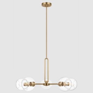 Nordic Modern Pendant Brushed Brass with Clear Glass Globes Classic Mid Century Modern Lighting Fixture Hanging Chandelier