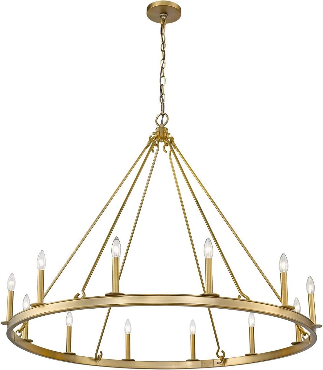 Retro industrial home restaurant gold wheel iron candle Two Tier Large Brass Chandelier