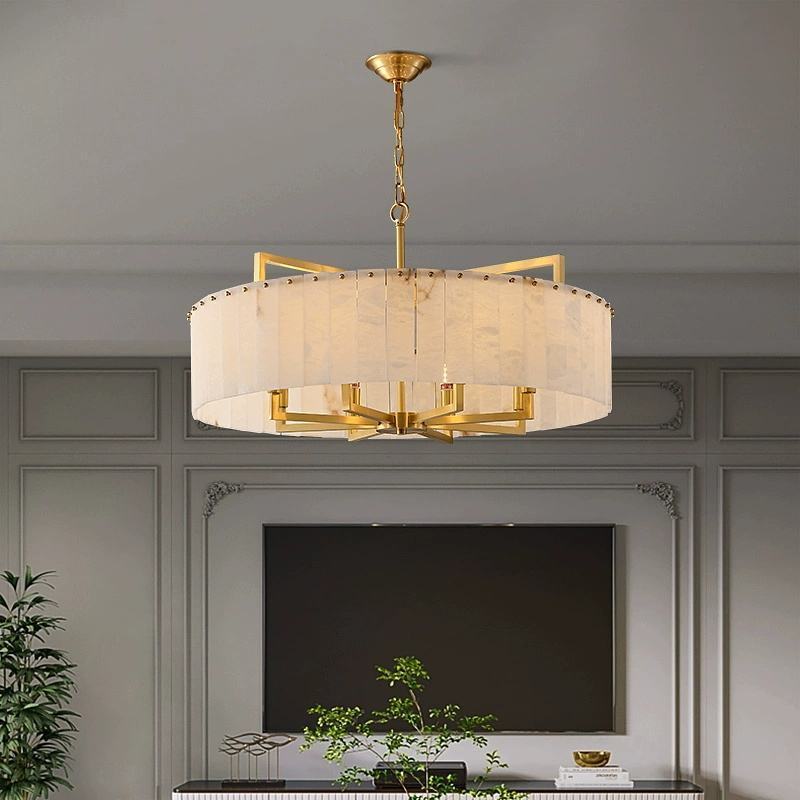 American Style Modern Luxury Round Marble Chandelier Country Light For Living Room Villa Hotel Pendants Light