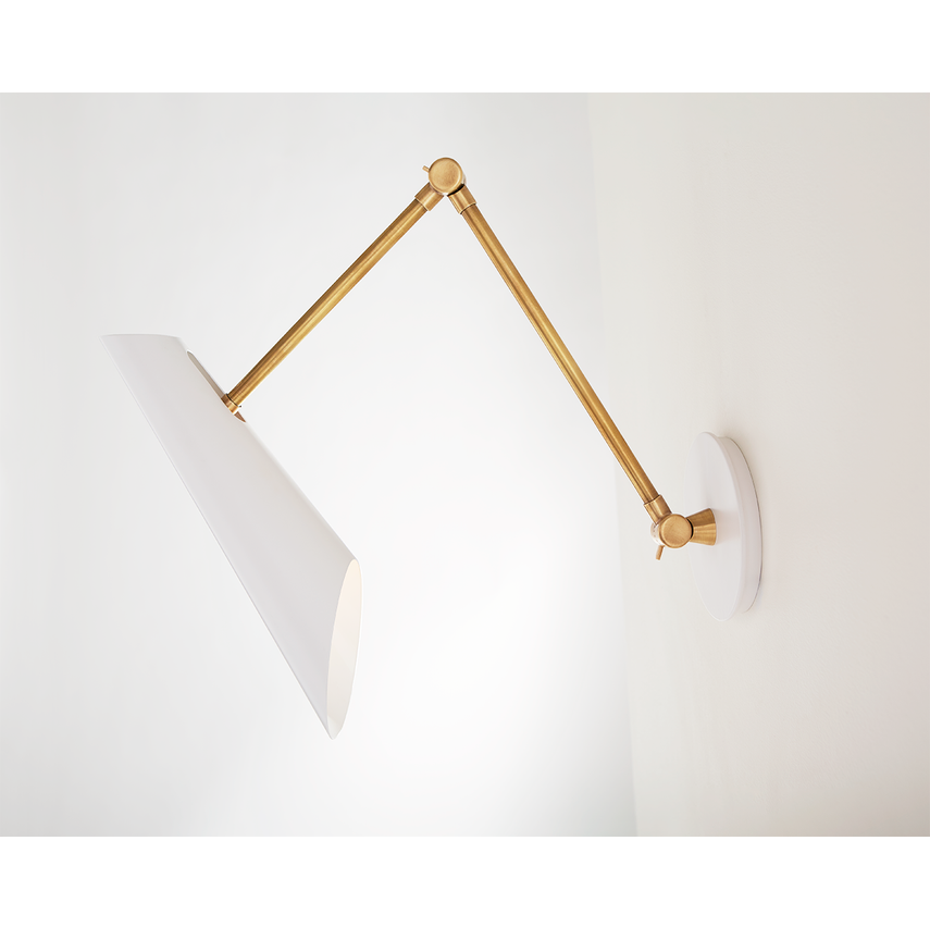 Hallway Corridor Interior Swing Arm Wall Sconce Modern Led Wall Lighting Fixture Hotel Home Indoor Wall Lamp with Brass Shade