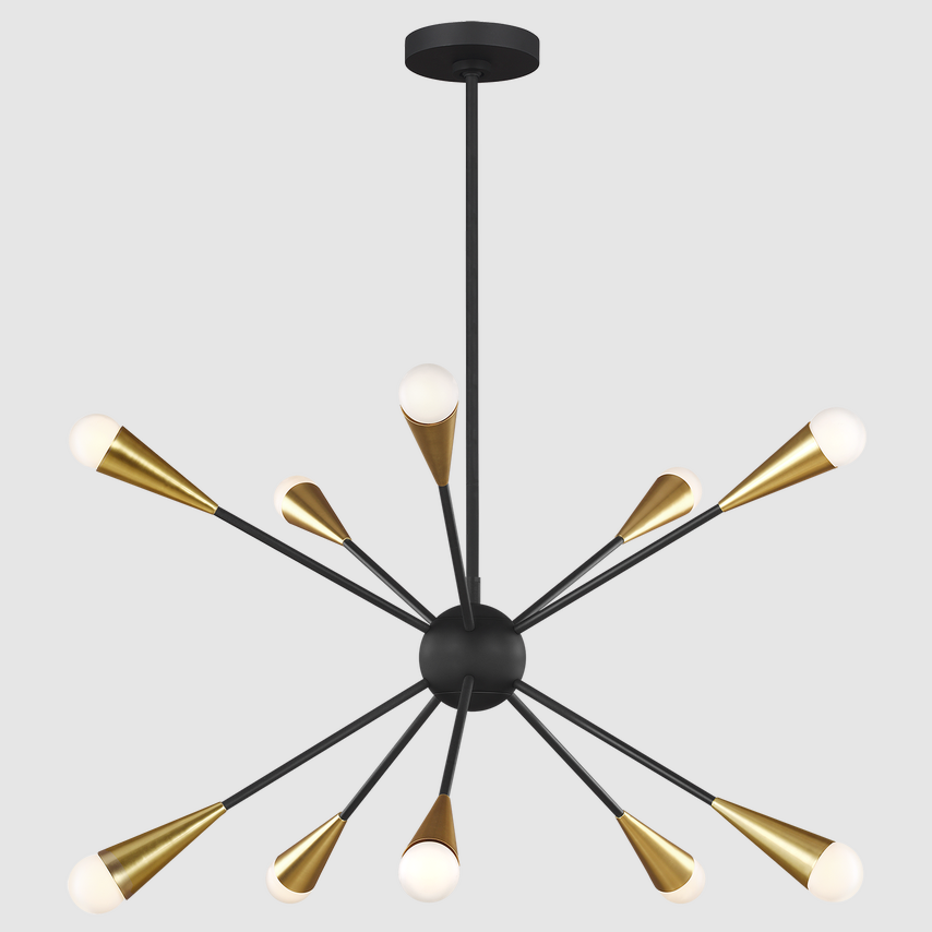 8-Lights Industrial soft gold finish Starburst Pendant lighting Mid Century Kitchen Dining Room Bedroom Sputnik Chandelier