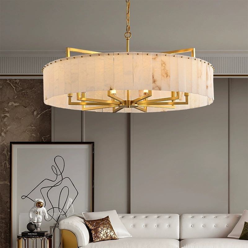 American Style Modern Luxury Round Marble Chandelier Country Light For Living Room Villa Hotel Pendants Light