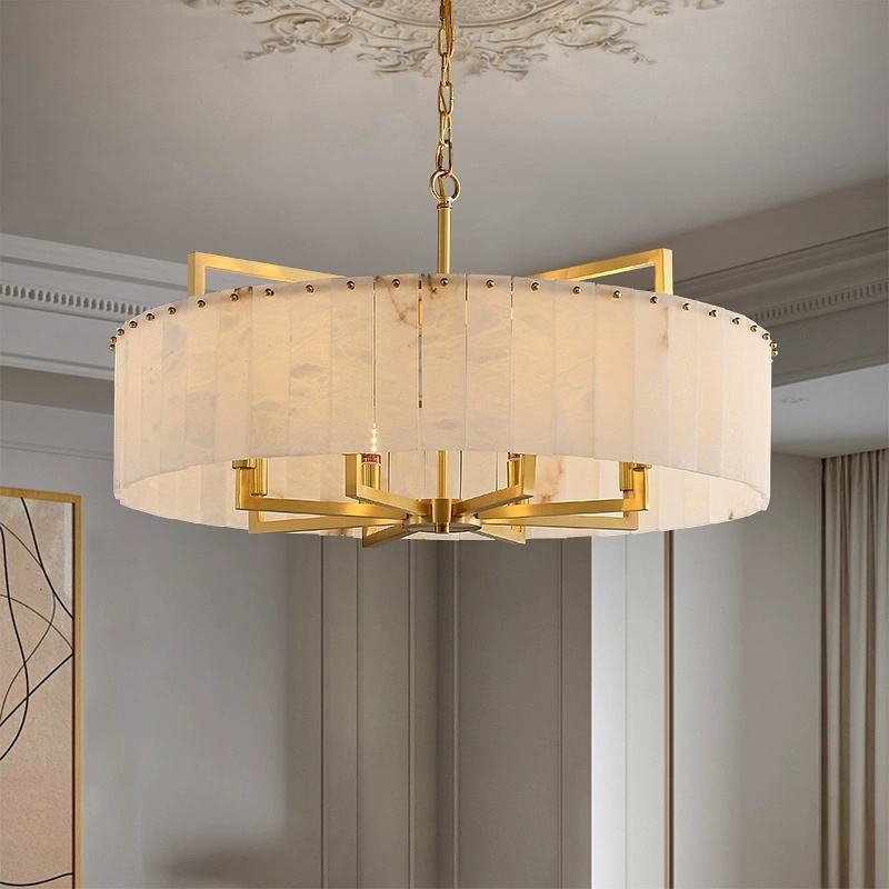 American Style Modern Luxury Round Marble Chandelier Country Light For Living Room Villa Hotel Pendants Light