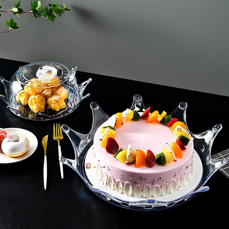 Household multifunctional plastic cake fruit tray with cover Creative Food Cover Display Plate