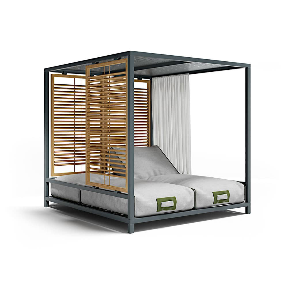 Cabana modern canopy daybed aluminum frame with cushion waterproof luxury outdoor furniture sun loungers sunbed