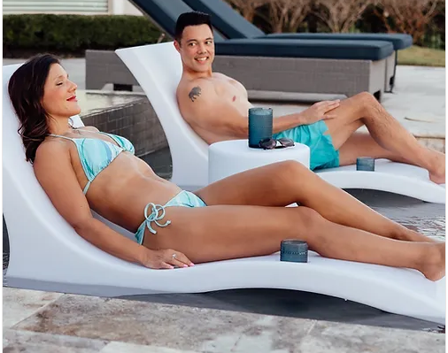 Ledge tanning beach lounger chairs outdoor furniture for swimming pool hotel good quality sun lounger with cup holder