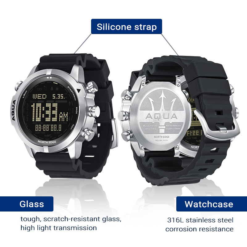 2024 100% Silicone strap altimeter Men smart Digital Watches 100M Waterproof Compass calorie pedometer dive sports smart watch