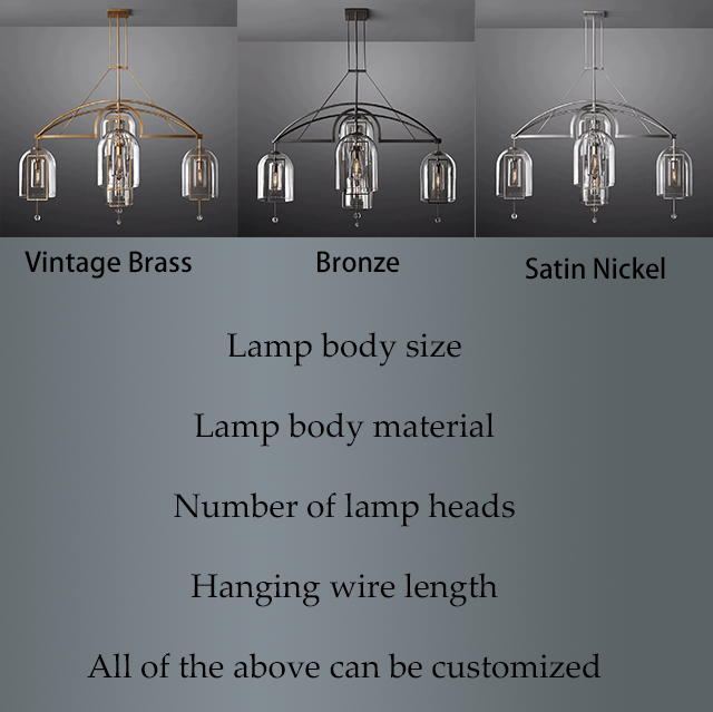 Custom Hotel Vintage Farmhouse Pendants Light Copper Material Fulcrum Round Pendant Lighting Glass Brass Chandelier