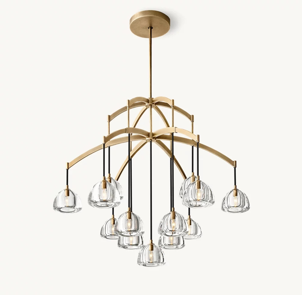 Luxury Modern Dinner Room Hanging Pendant Led Restaurant Hotel Crystal Bronze Chandelier Lights Living Room Lighting Fixture