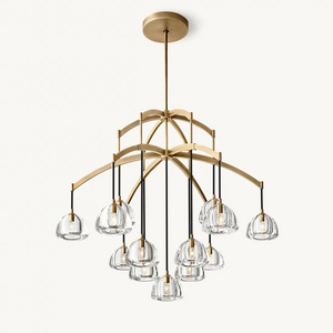 Luxury Modern Dinner Room Hanging Pendant Led Restaurant Hotel Crystal Bronze Chandelier Lights Living Room Lighting Fixture