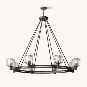 Custom Contemporary Crystal Lighting For Dining Room Rustic Pendant Light Fixture Hanging Round Kitchen Island Black Chandelier